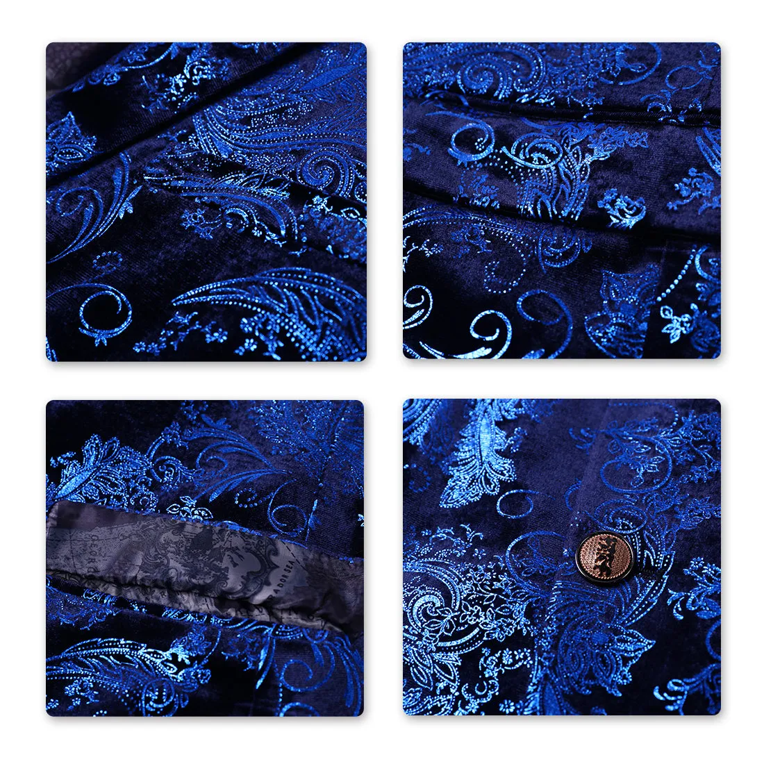 2-Piece Slim Fit Digital Print Blue Suit