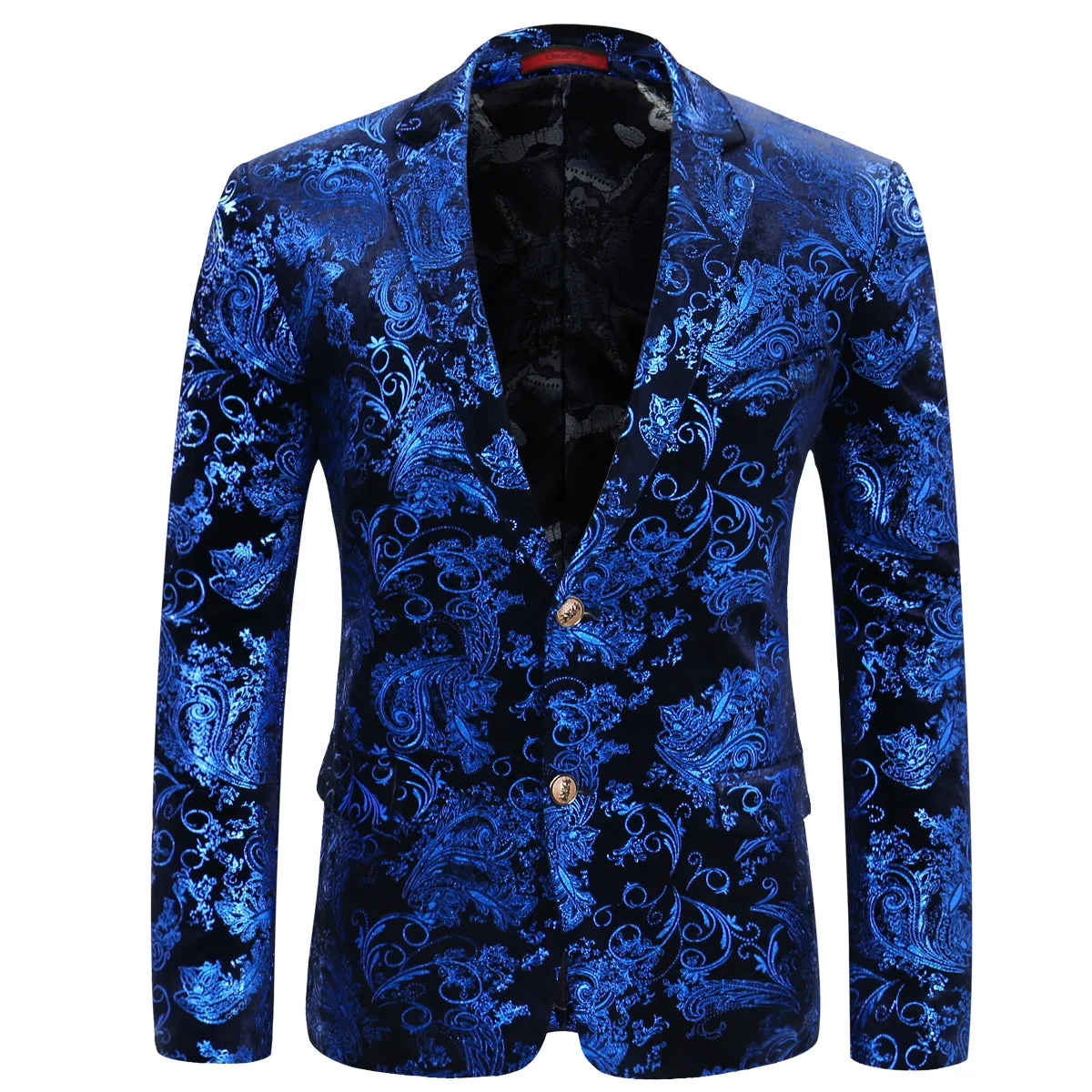 2-Piece Slim Fit Digital Print Blue Suit