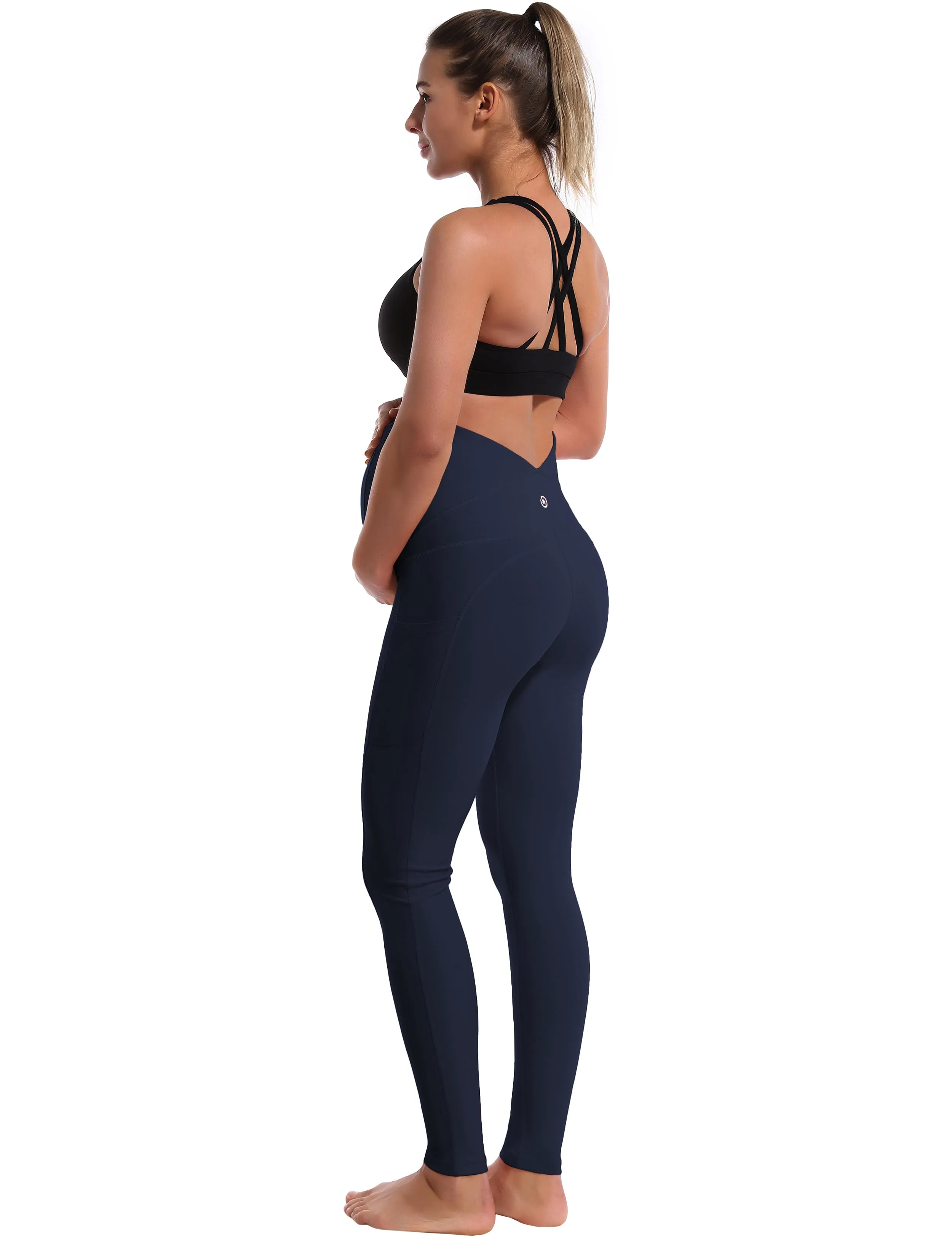 26" Side Pockets Maternity Yoga Pants darknavy