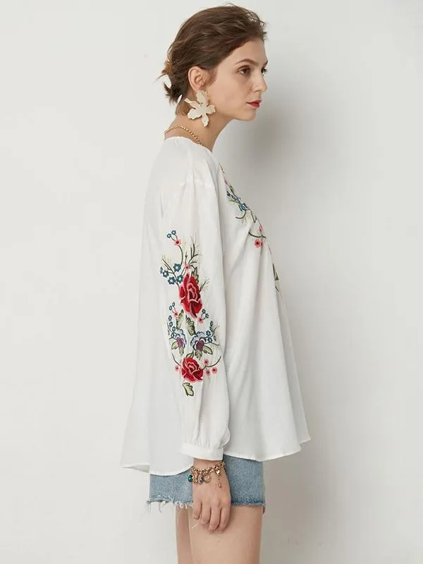 Adorable Sleeves V-neck Floral Blouses&shirts Tops