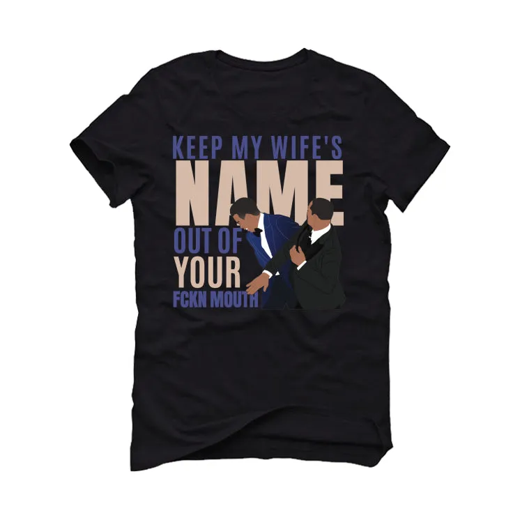 Air Jordan 7 SE "Sapphire" | illCurrency Black T-Shirt (Wife's name)