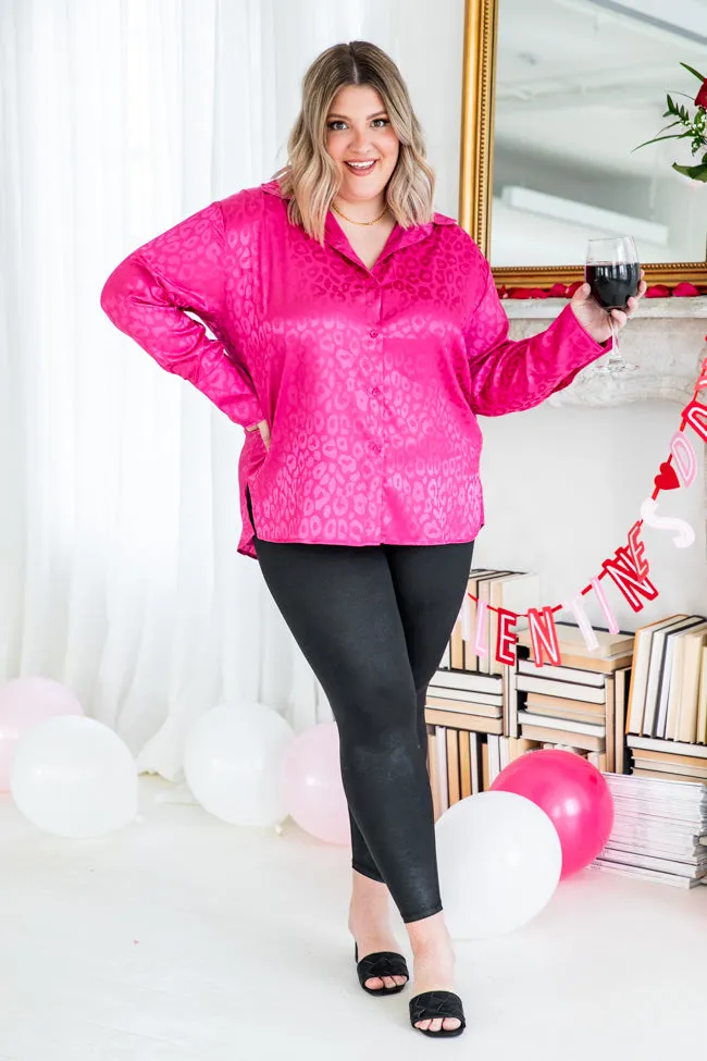 Already Spoken For Pink Leopard Print Satin Blouse FINAL SALE