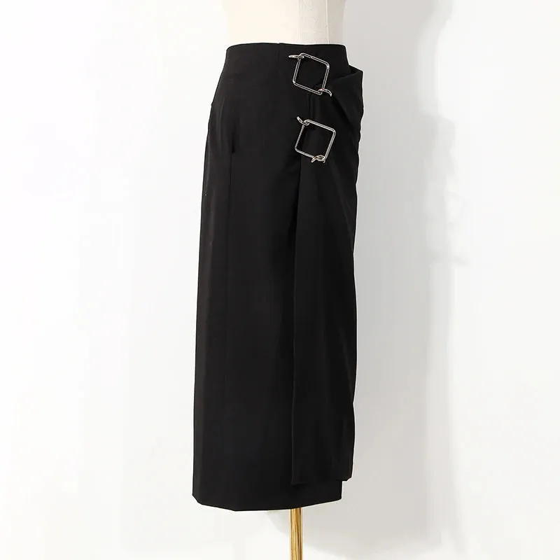 Asymmetrical Patchwork Sequin Skirt For Women High Waist Irregular Hem Black Skirts Female Spring Fashion