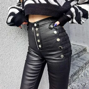 Autumn Elastic Skinny Faux Leather Pants