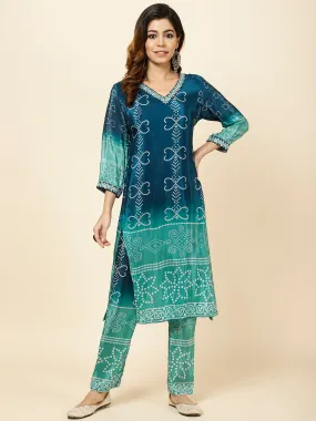 Bandhani Printed Crepe Kurta With Pants