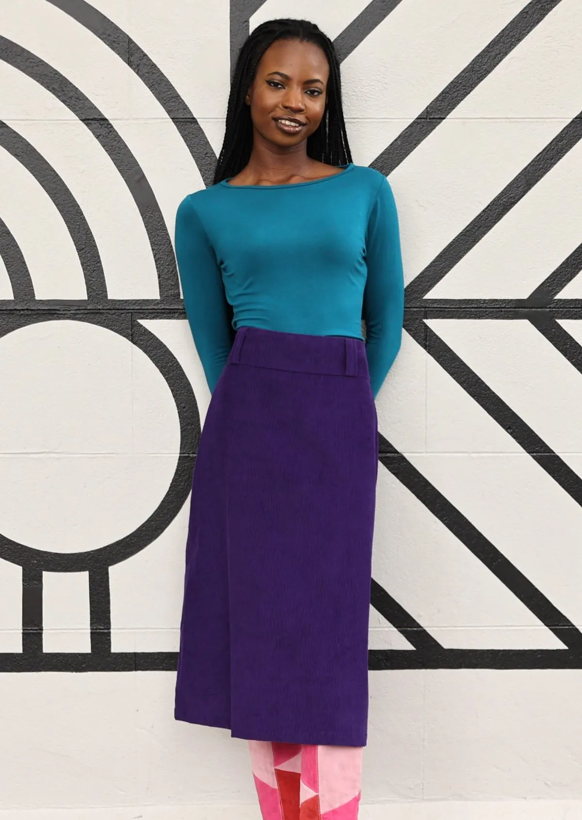 Belt Loop Corduroy Skirt Parachute Purple