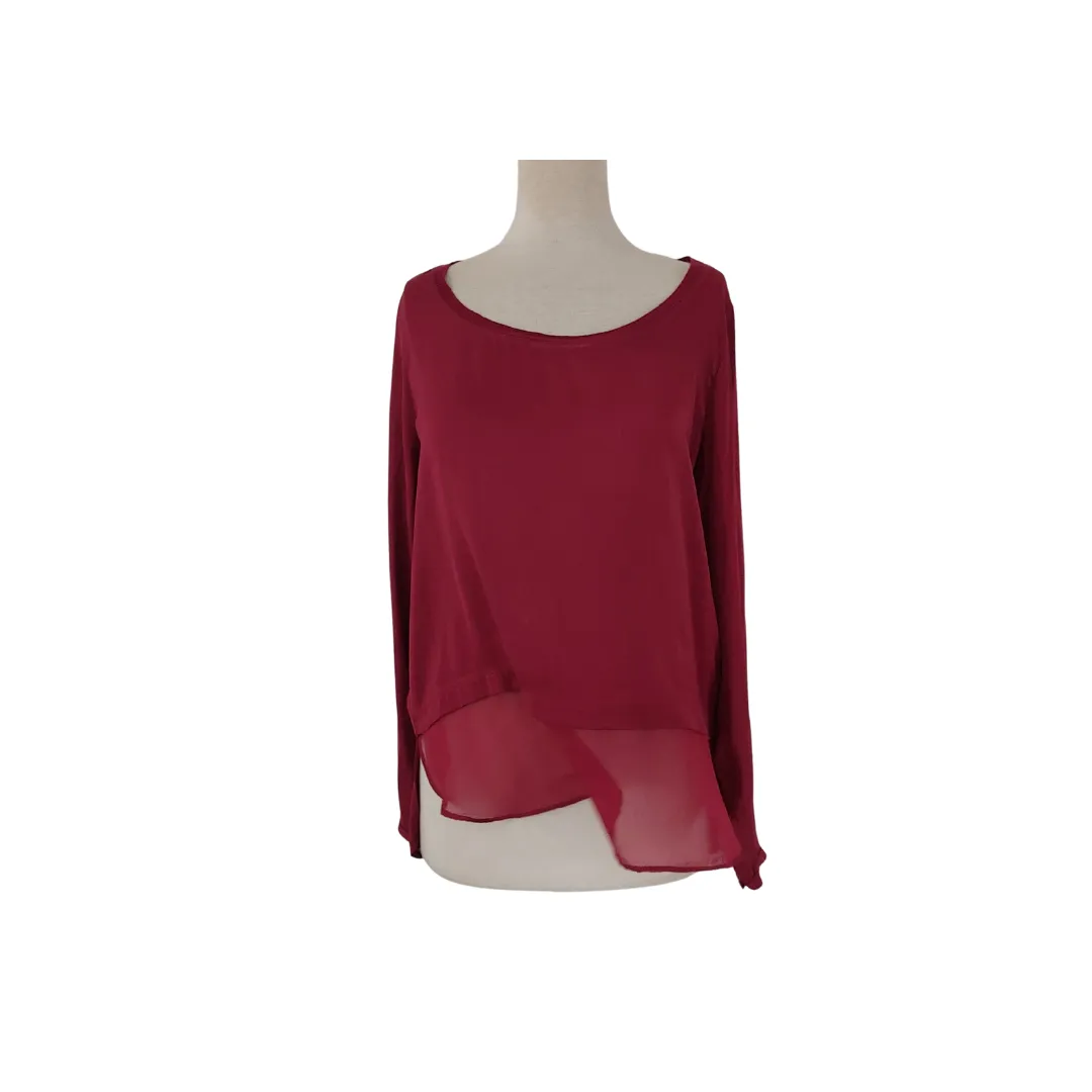 Bershka Maroon Long Sleeve Top | Gently Used |