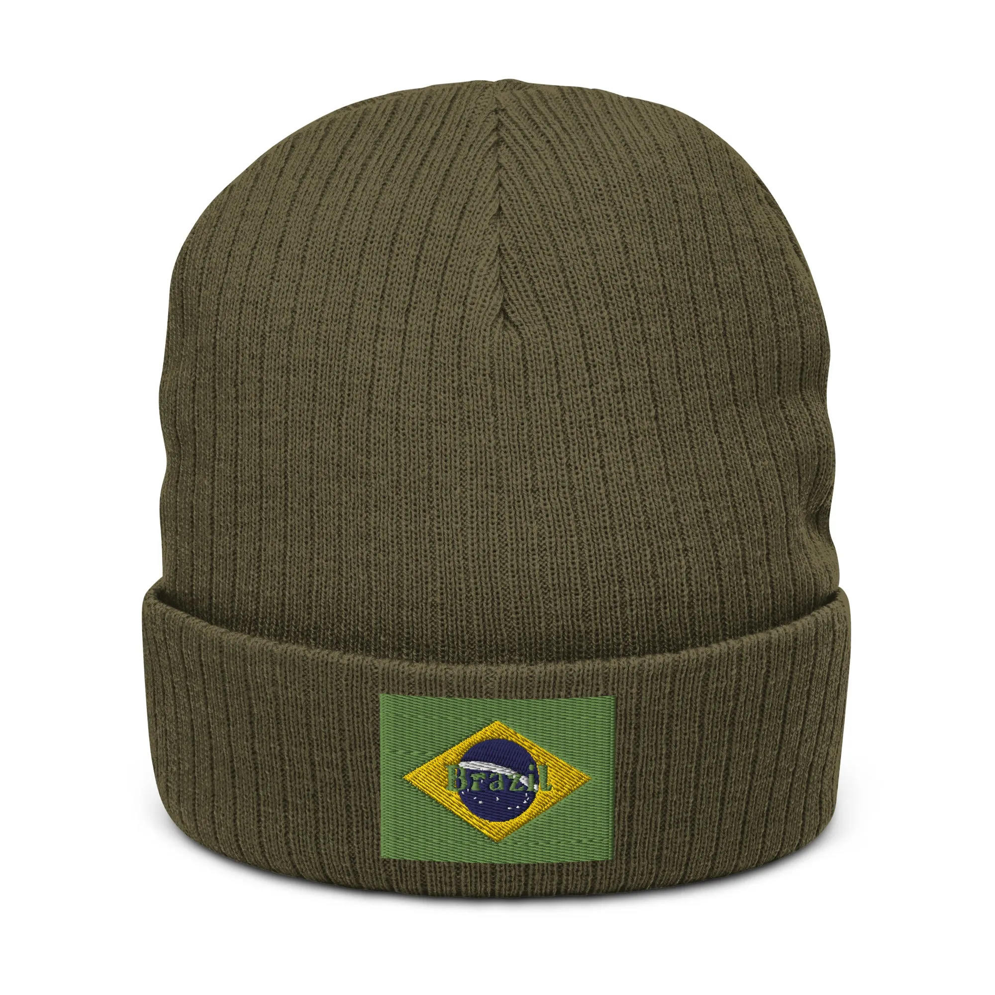 Brazil Beanie Hat Premium Quality / Embroidered Flag Of Brazil / 8 Colors / Recycled Polyester Clothing