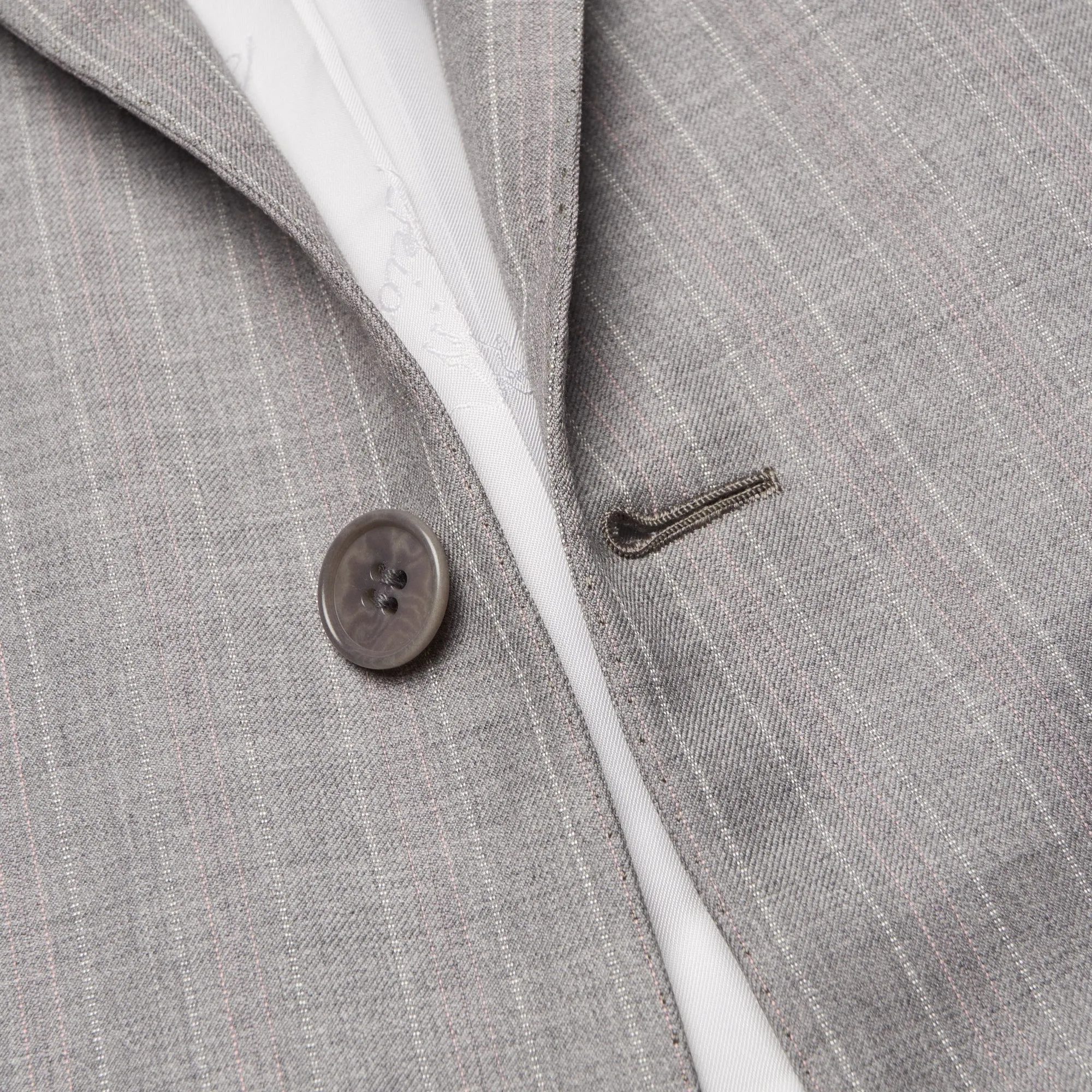 BRIONI "CHIGI" Handmade Gray Striped Wool Suit EU 52 NEW US 42