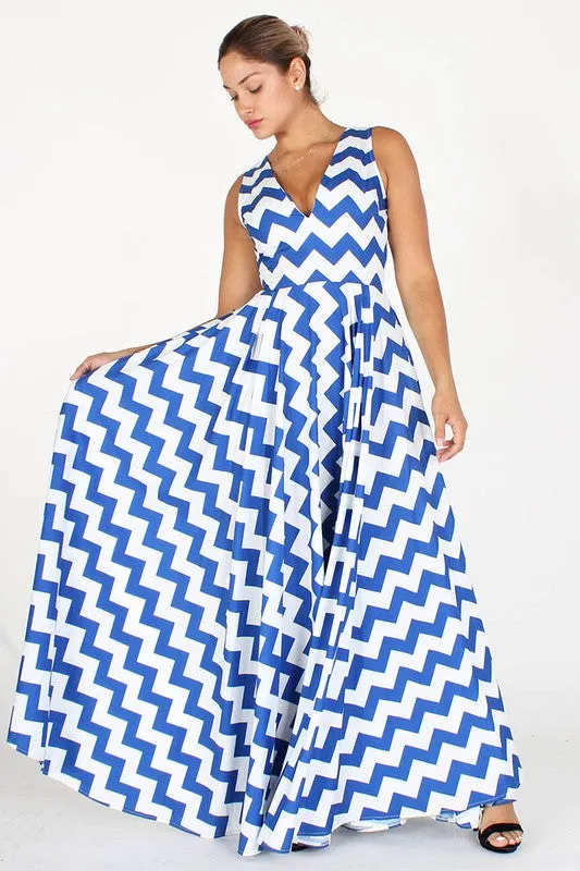 Chevron Printed Maxi Dress