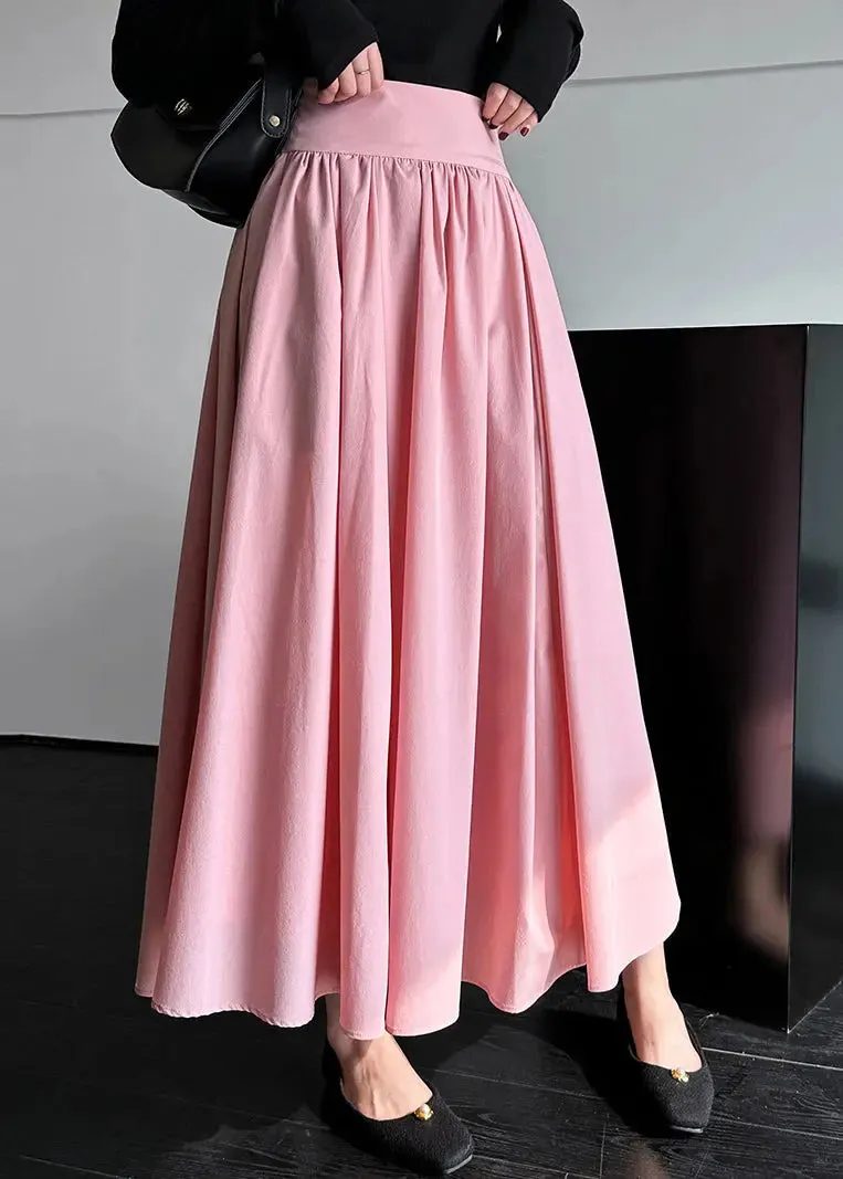 Chic Pink Zippered High Waist Cotton Skirts Spring CG1047