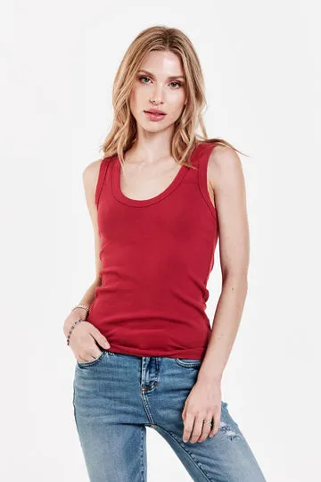 Dear John Paula Scoop Neck Tank - Cranberry