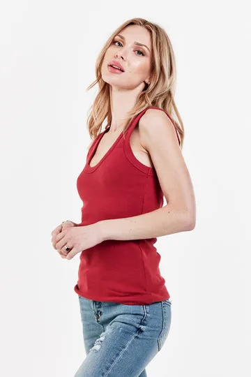 Dear John Paula Scoop Neck Tank - Cranberry