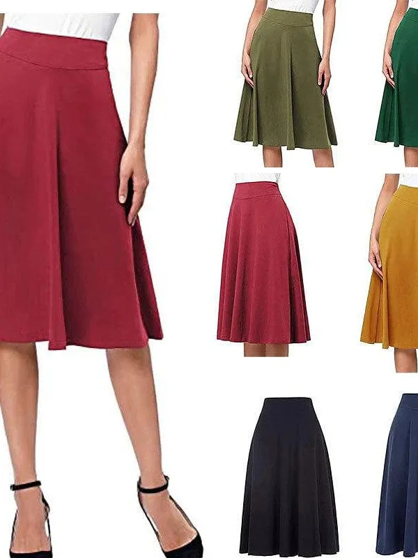 Elegant Women's Swing Work Skirts in Various Colors for Office / Career S M L