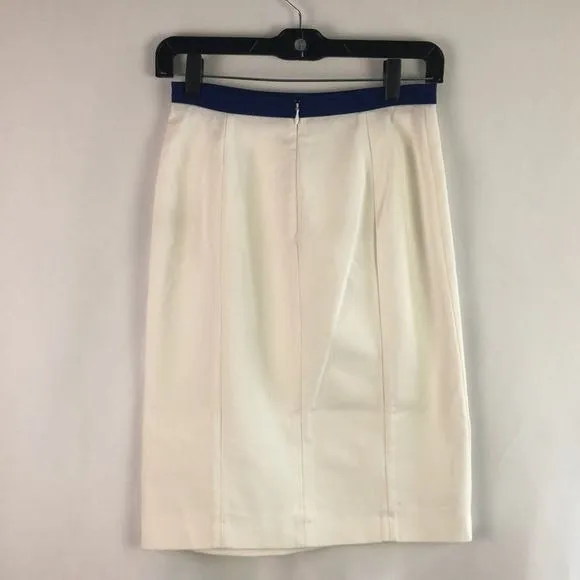 EmilioPucciWhite w Blue Waist Pencil Skirt