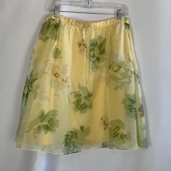 Escada Yellow Floral Print Skirt