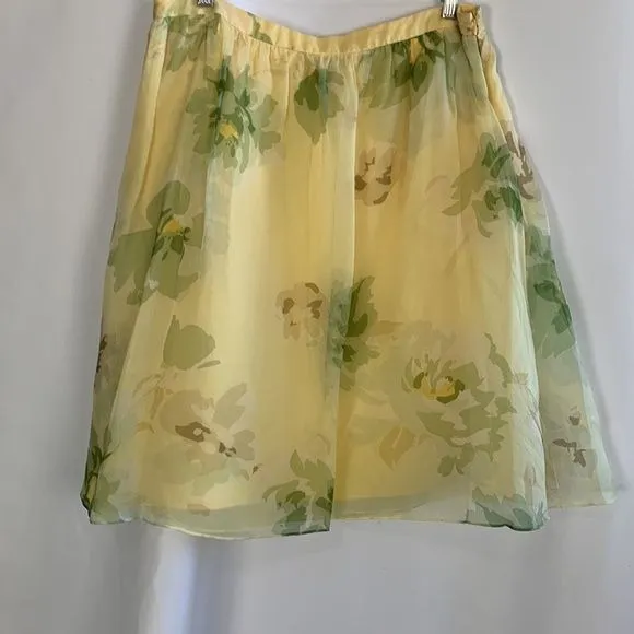 Escada Yellow Floral Print Skirt