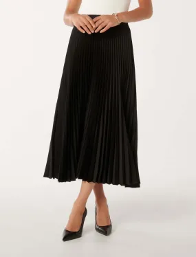 Estelle Satin Pleated Maxi Skirt