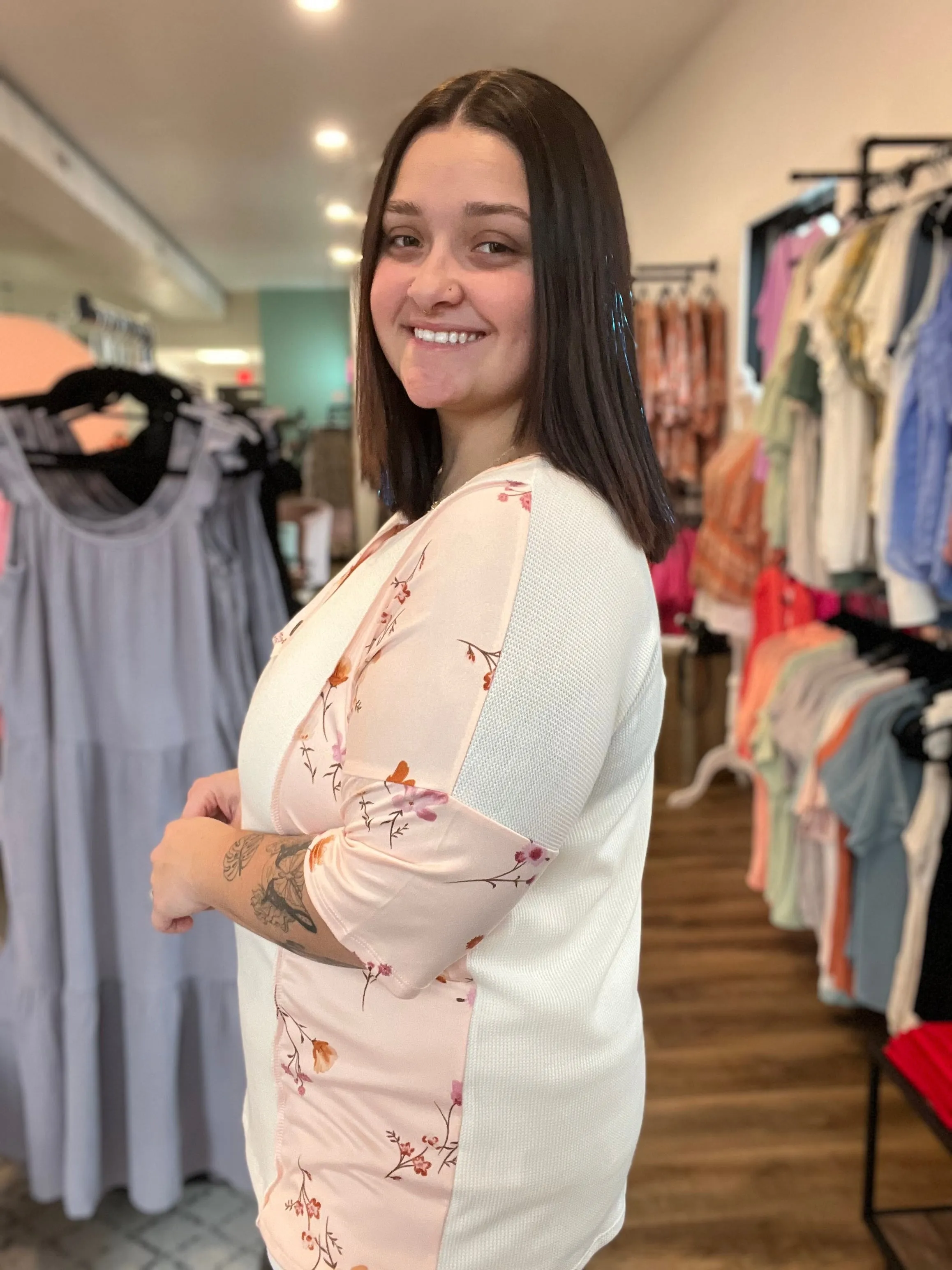 Floral Color Block Top