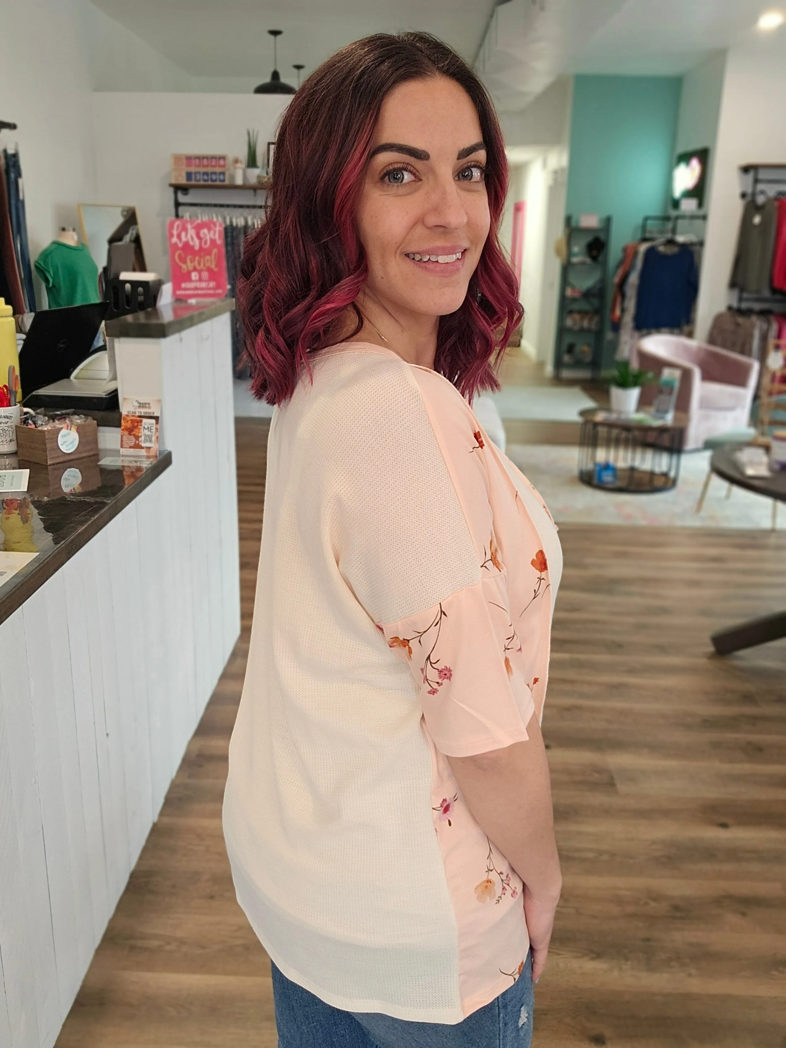 Floral Color Block Top