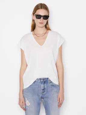 Frame - Le Mid Size V  Neck Tee - Blanc