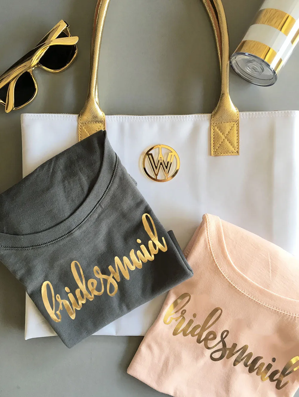 Gold Foil Bridesmaid shirts