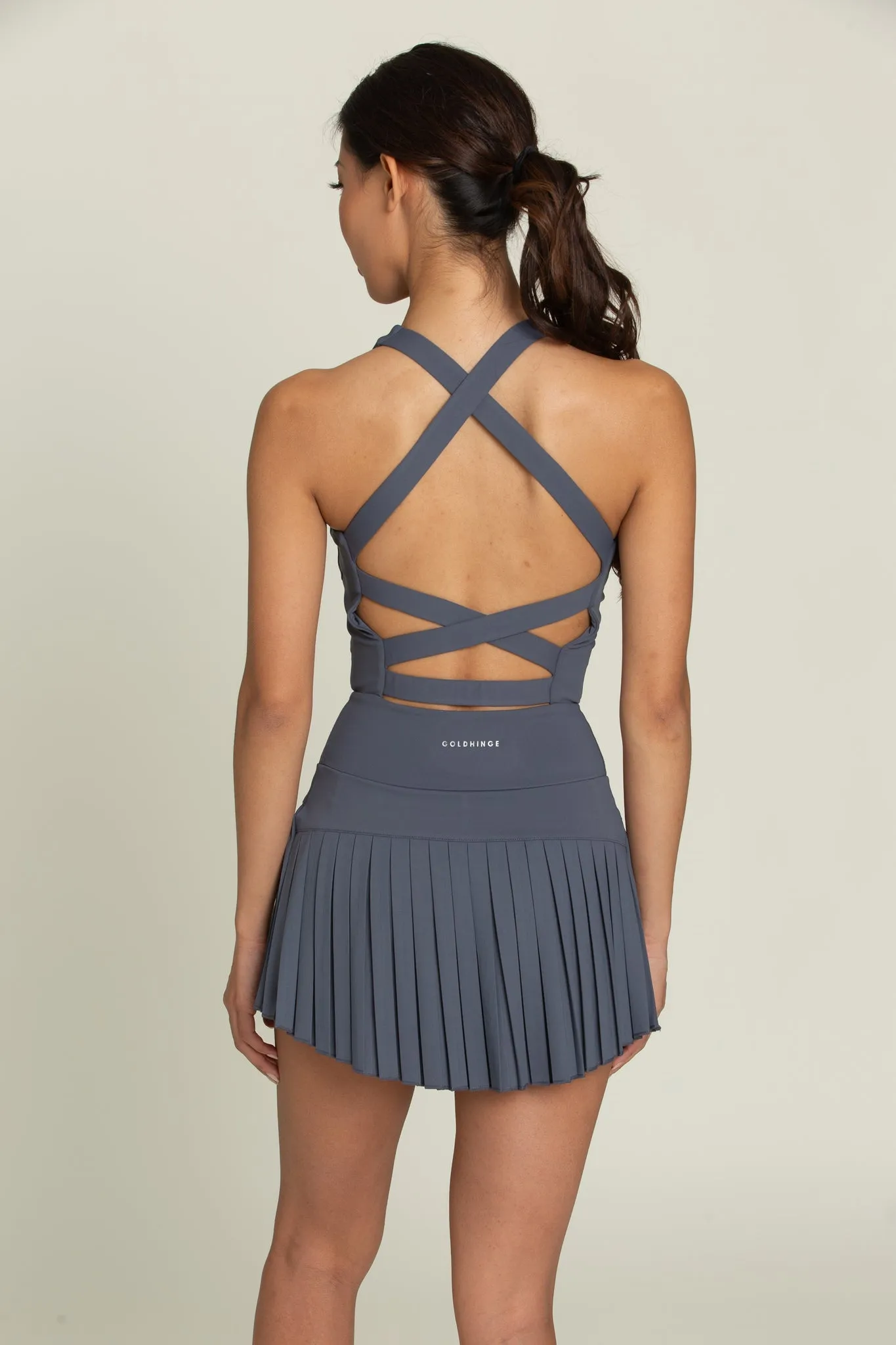 Gold Hinge Criss Cross Back Tennis Dress