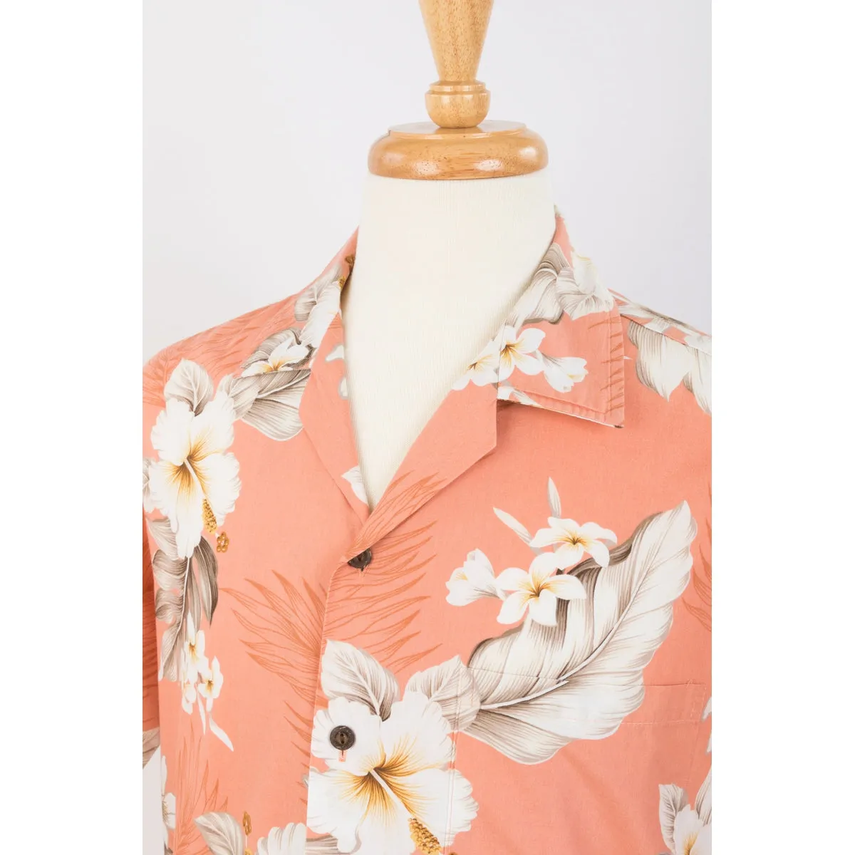 Hibiscus Cotton Aloha Shirt | Peach