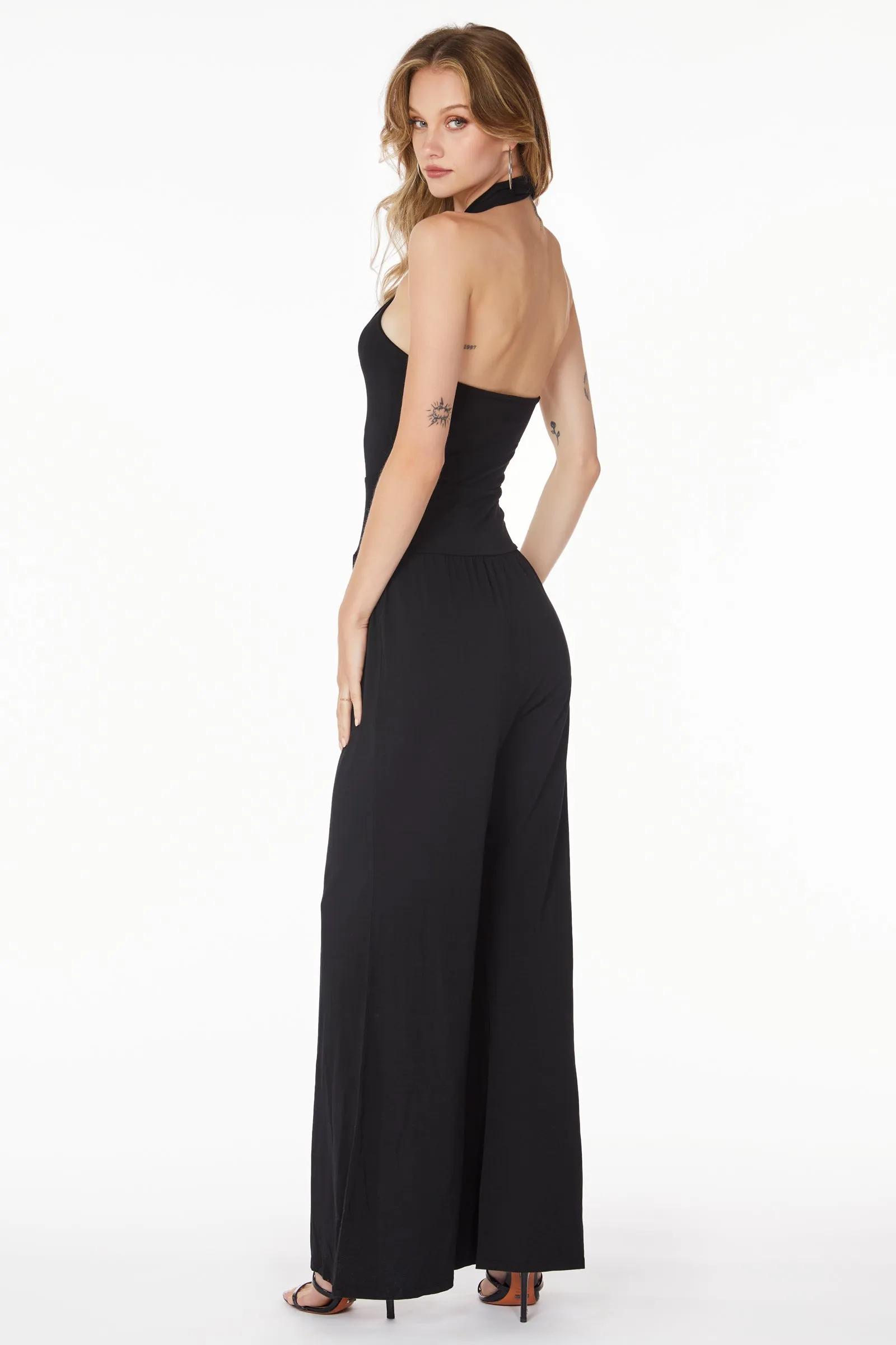 HIGH NECK WIDE LEG JUMPSUIT