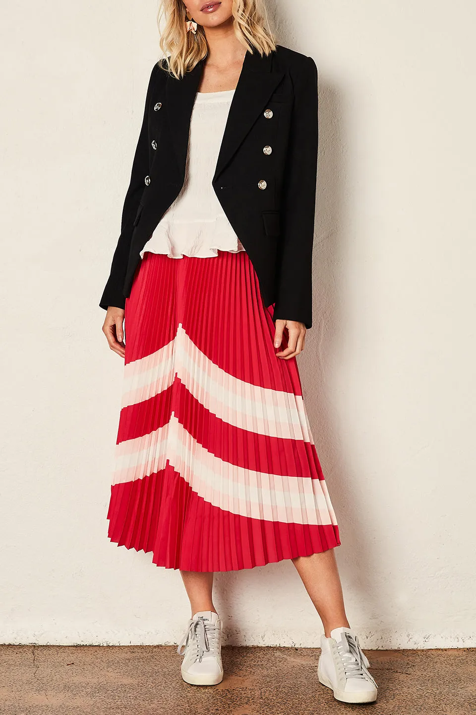 Horizon Hot Pink Pleated Midi Skirt