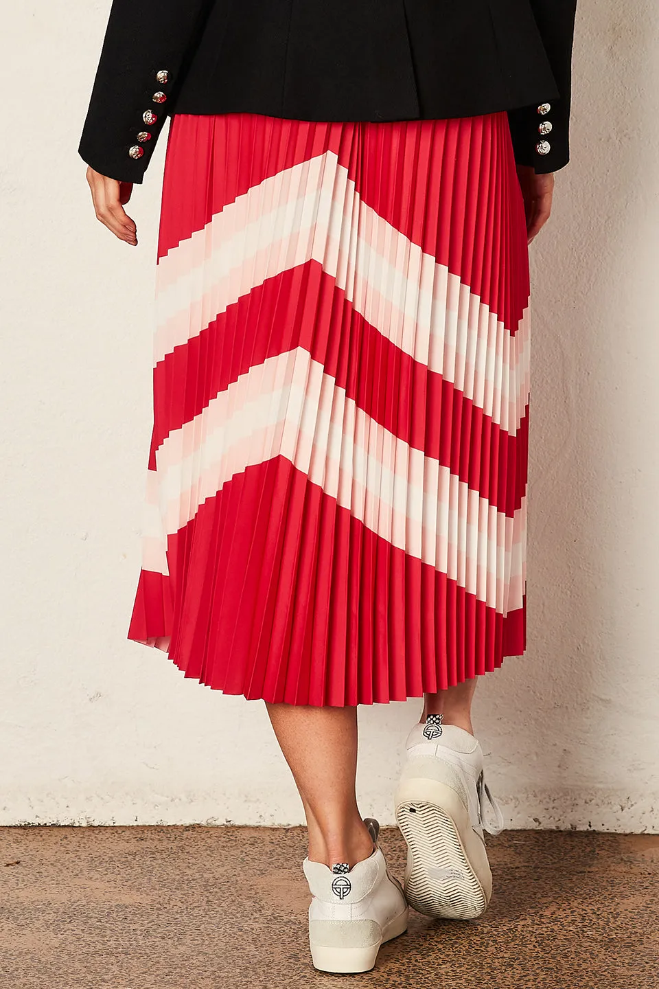 Horizon Hot Pink Pleated Midi Skirt