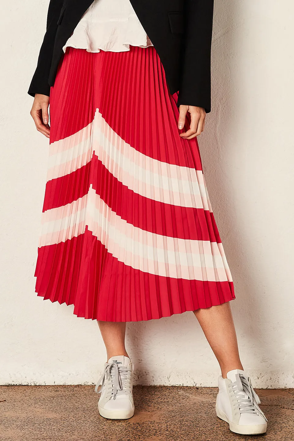 Horizon Hot Pink Pleated Midi Skirt