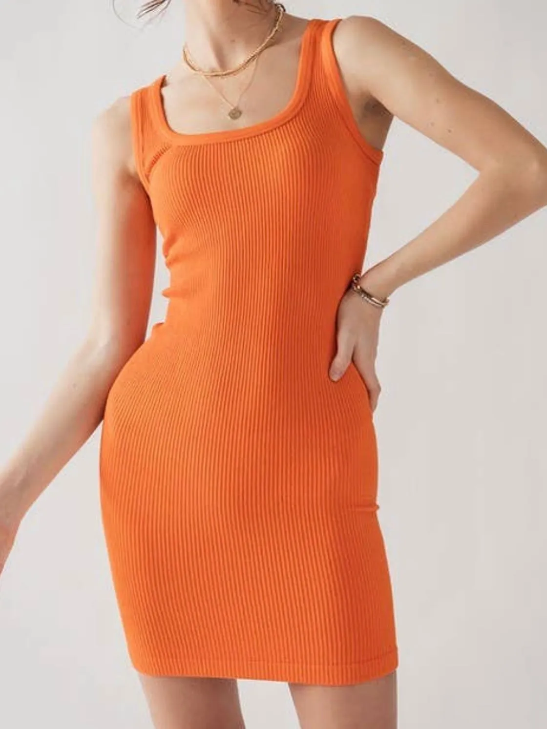 Hug Me Tight Ribbed Dress | Orange