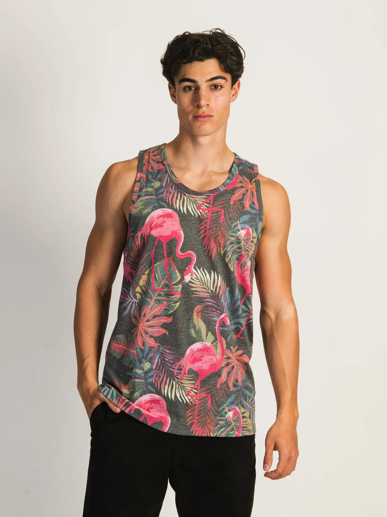 KOLBY MARCO COLLAGE PRINT TANK - FLAMINGOS