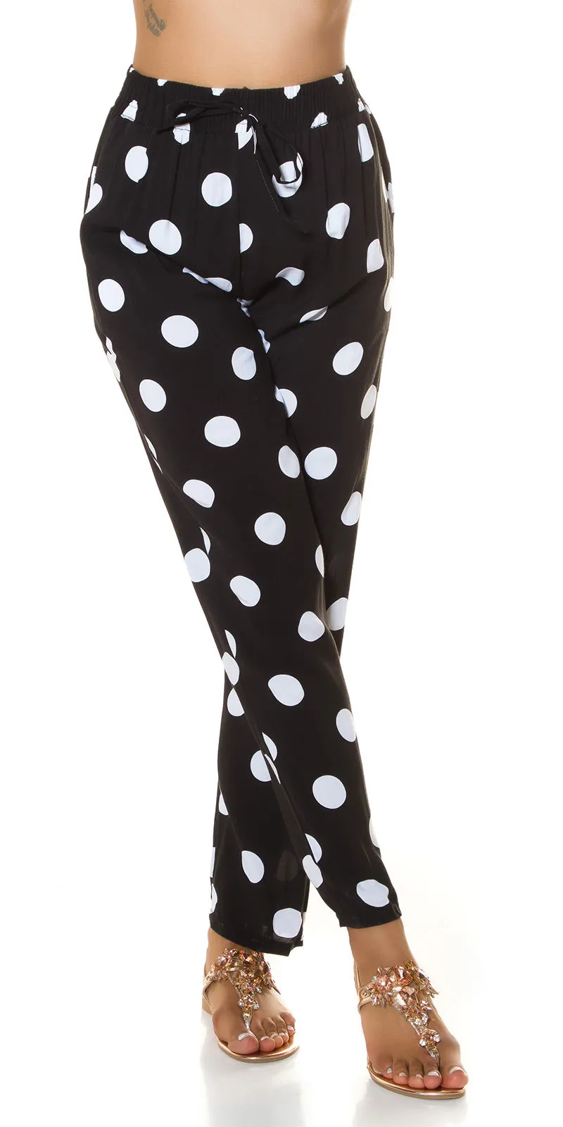 Koucla Trendy High Waist Pants With Dots