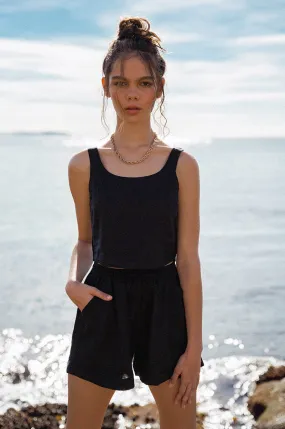 MALLORCA Top - black linen