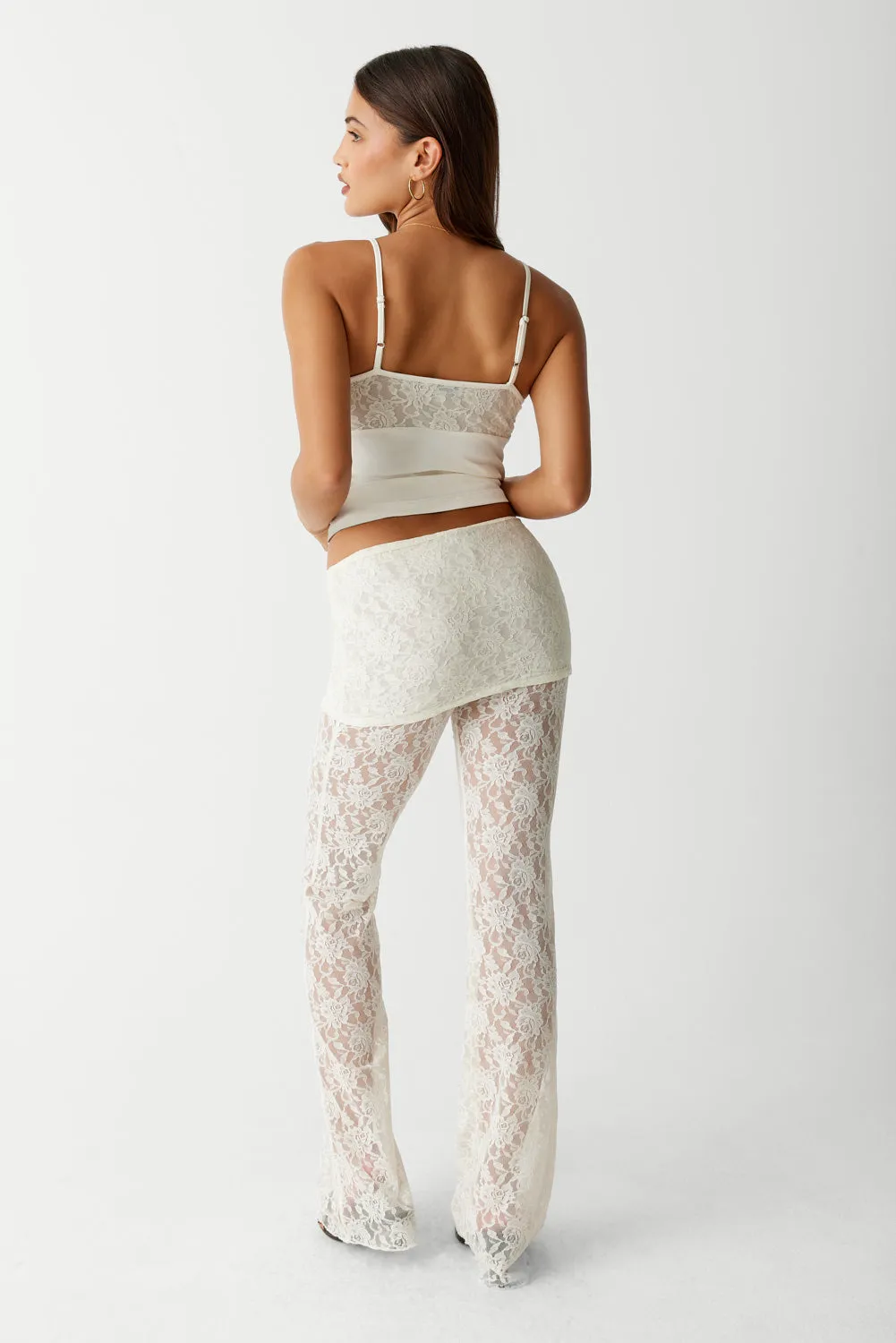 Mason Lace Flare Pant - Porcelain