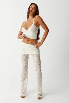 Mason Lace Flare Pant - Porcelain