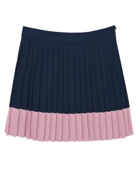 MiMiSol FW23 Satin Pleated Skirt in Dark Blue