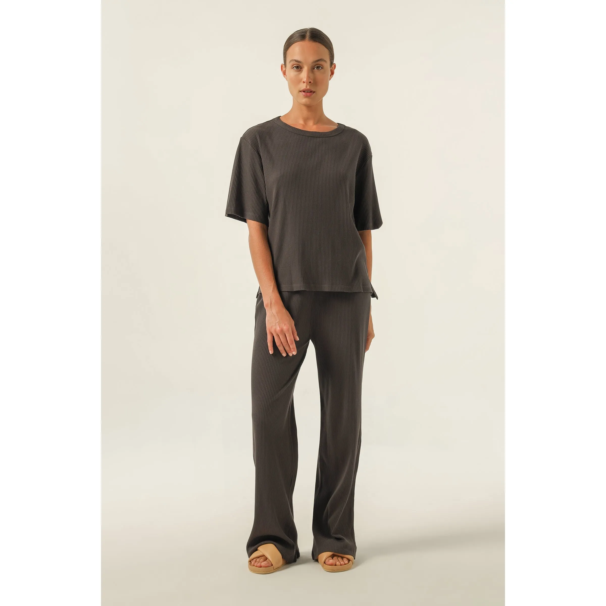 Nude Lucy- Nude Lounge Ribbed Pant in Coal