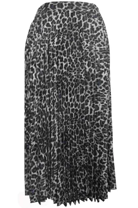 Paris Pleated Midi Animal Print Skirt