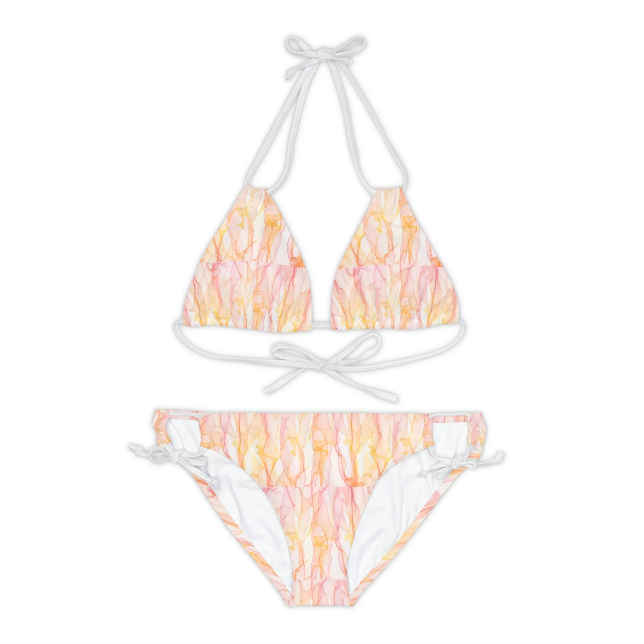 Peach Wisps Strappy Bikini Set