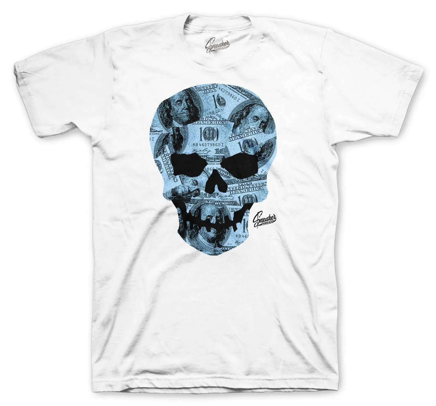 Retro 11 Legend Blue Shirt -Money Skull - White