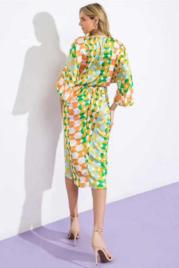 Shapes Galore Printed Satin Dress