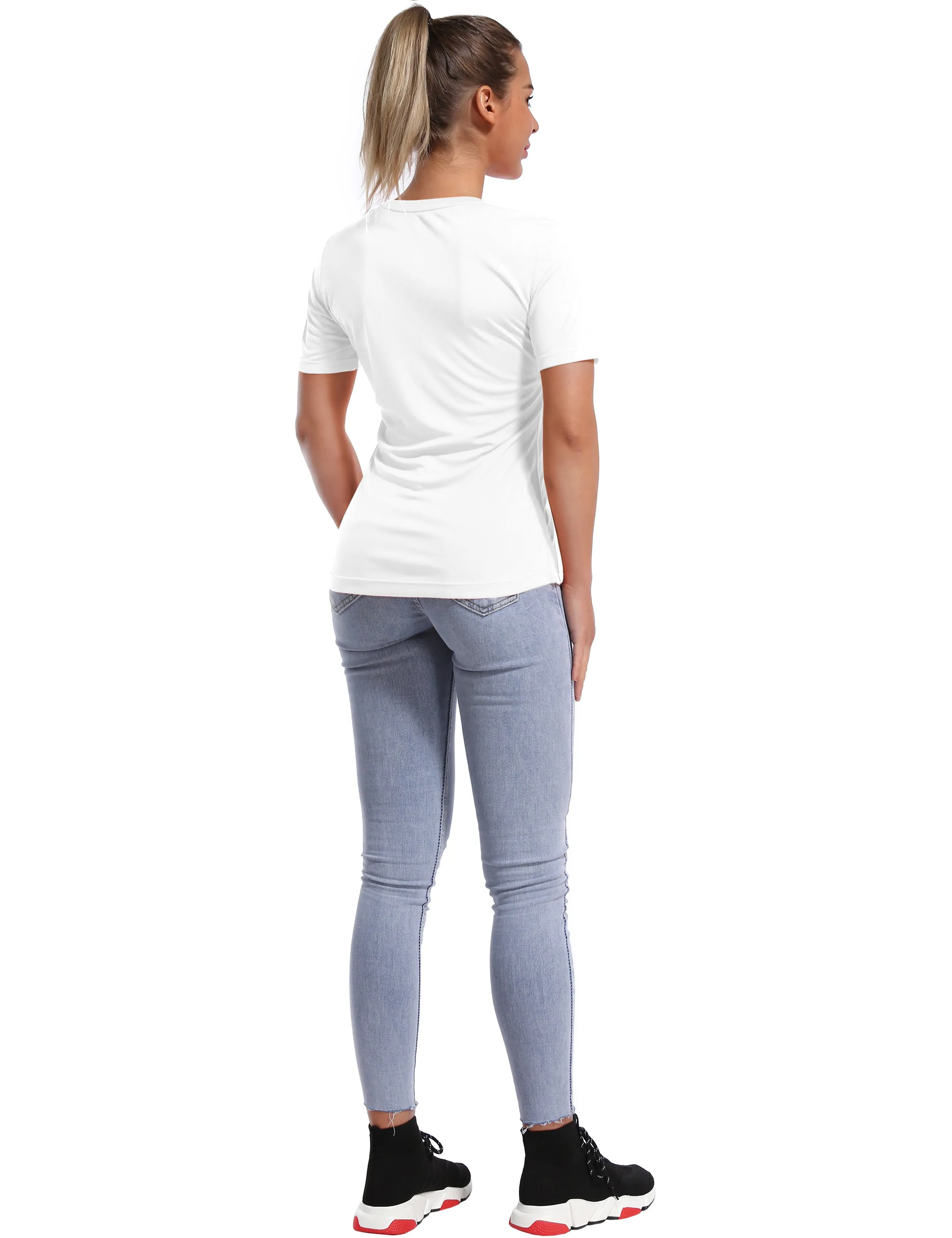 Short Sleeve Athletic Shirts white_yogastudio