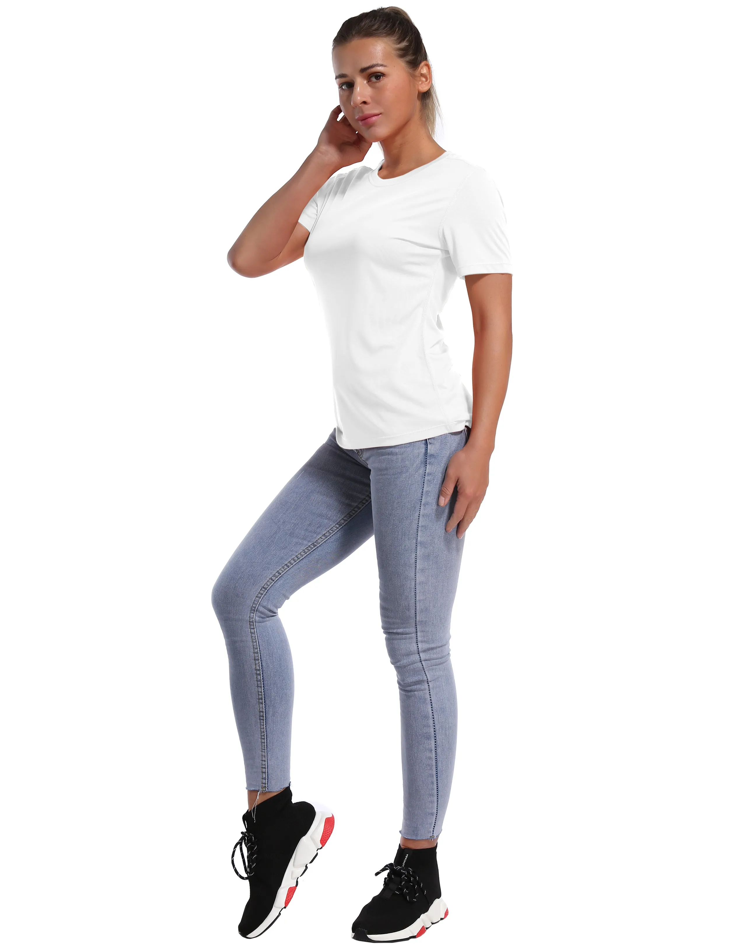 Short Sleeve Athletic Shirts white_yogastudio