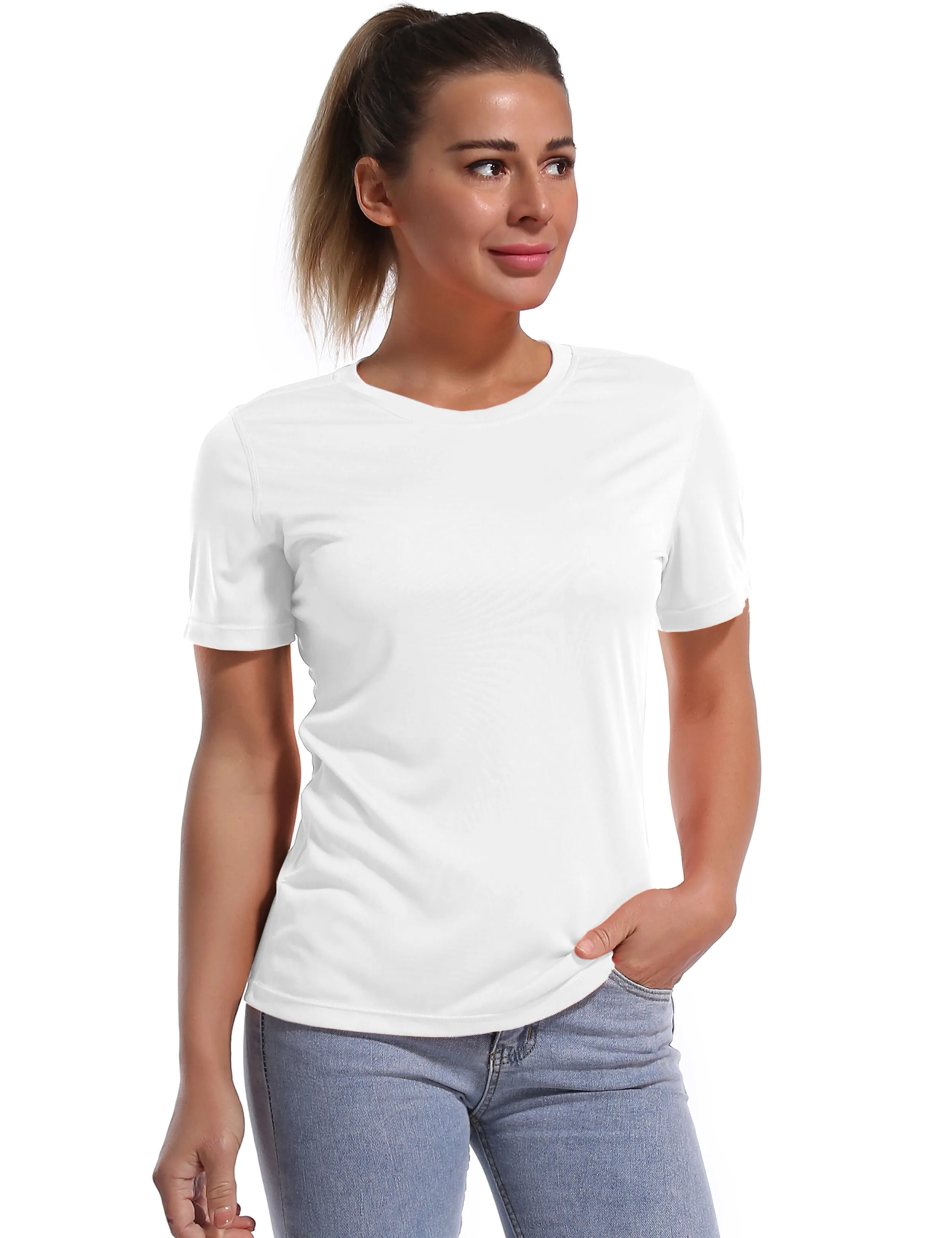 Short Sleeve Athletic Shirts white_yogastudio