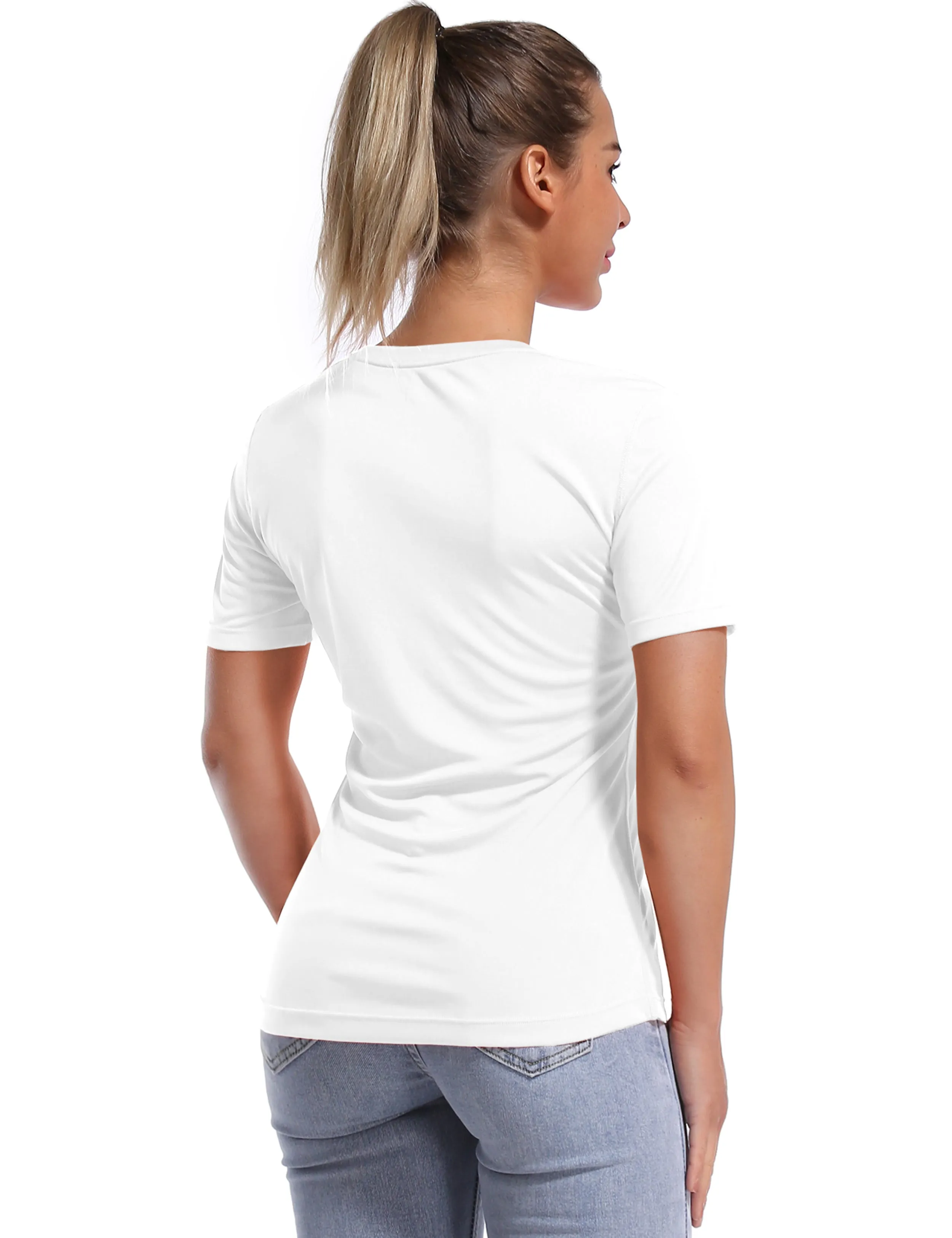 Short Sleeve Athletic Shirts white_yogastudio