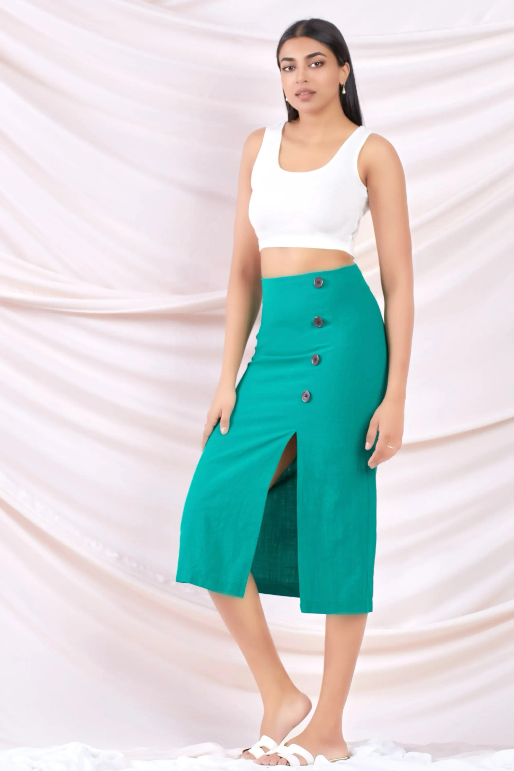 Side Slit Midi Skirt