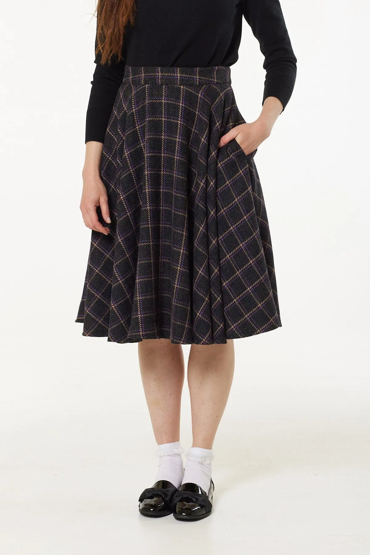 Sophie Purple Check Swing Skirt